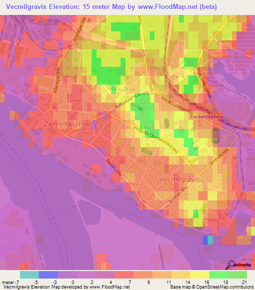 Vecmilgravis,Latvia Elevation Map