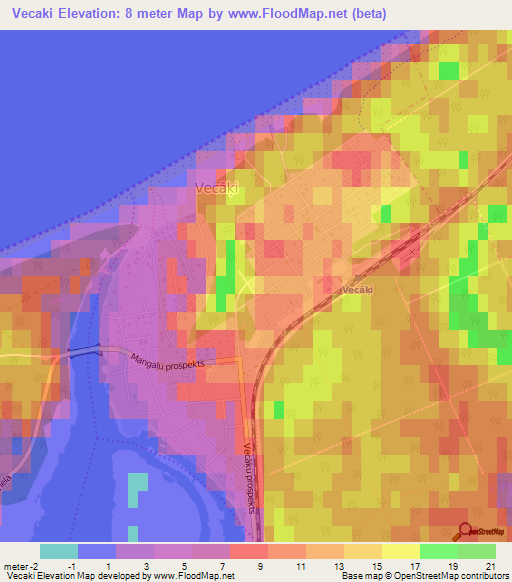 Vecaki,Latvia Elevation Map