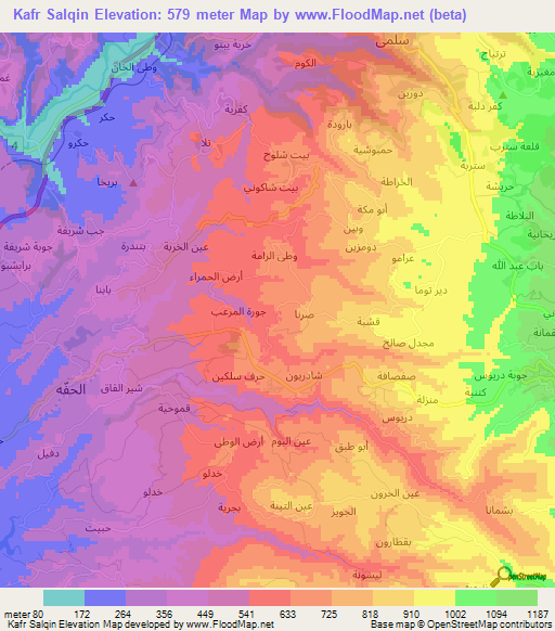 Kafr Salqin,Syria Elevation Map