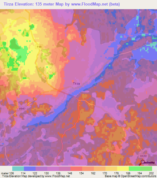 Tirza,Latvia Elevation Map