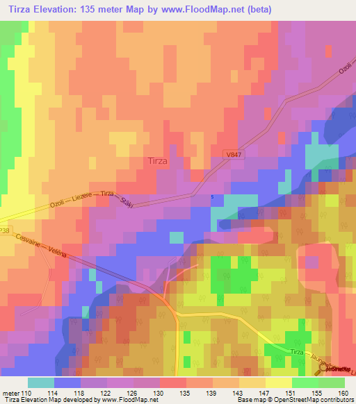 Tirza,Latvia Elevation Map