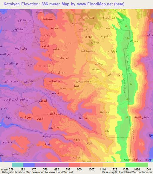 Katniyah,Syria Elevation Map