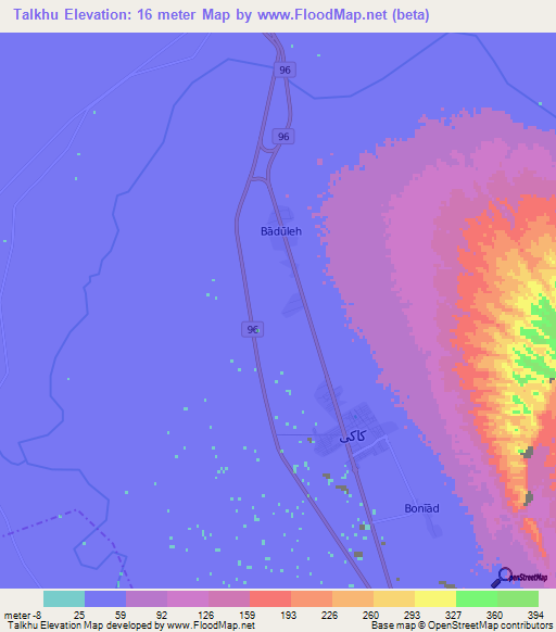 Talkhu,Iran Elevation Map