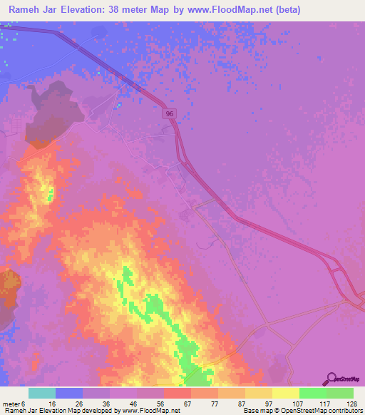 Rameh Jar,Iran Elevation Map