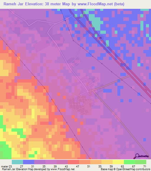 Rameh Jar,Iran Elevation Map