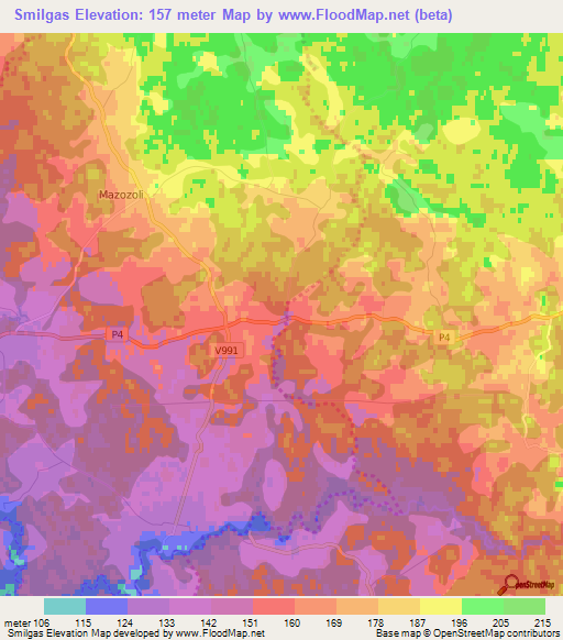 Smilgas,Latvia Elevation Map
