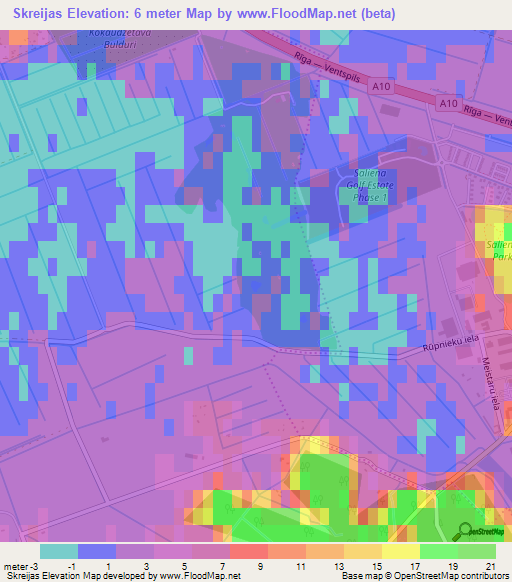 Skreijas,Latvia Elevation Map