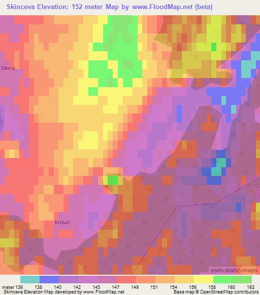Skinceva,Latvia Elevation Map