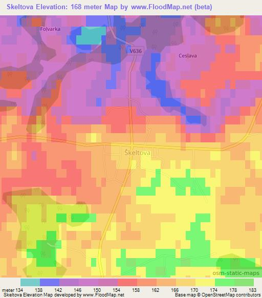 Skeltova,Latvia Elevation Map
