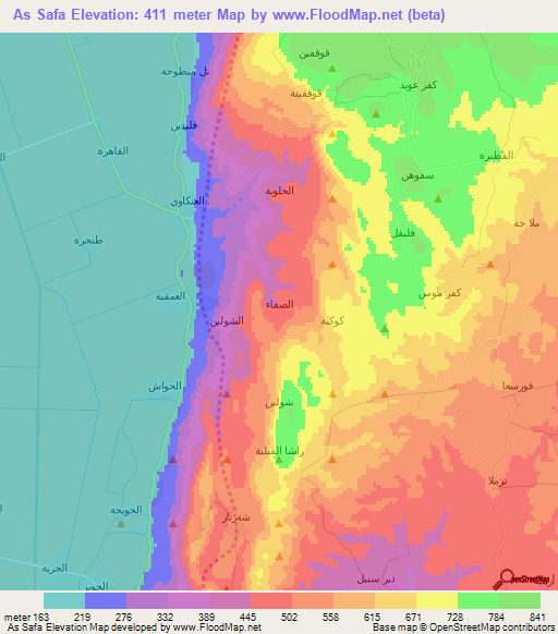 As Safa,Syria Elevation Map