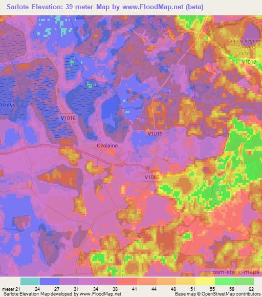 Sarlote,Latvia Elevation Map