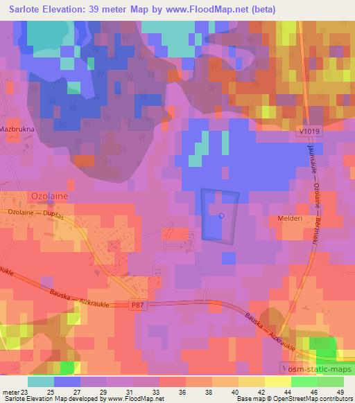 Sarlote,Latvia Elevation Map