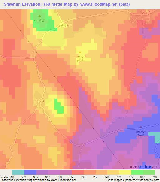 Sfawhun,Syria Elevation Map