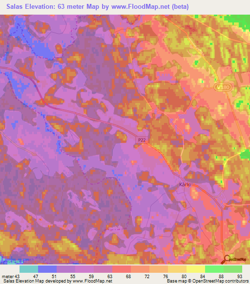 Salas,Latvia Elevation Map