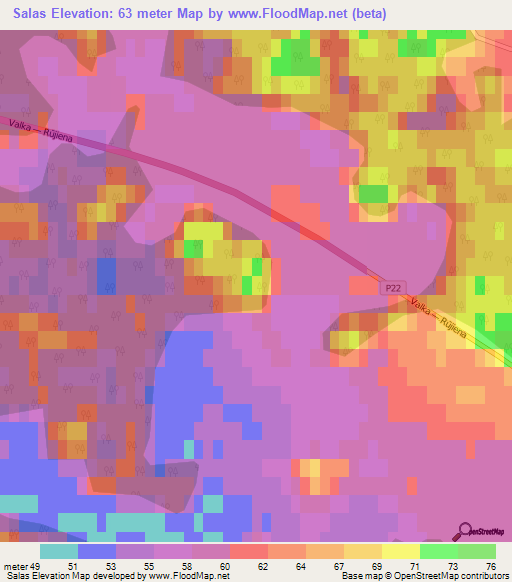 Salas,Latvia Elevation Map