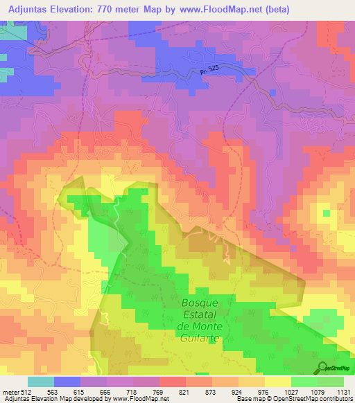 Adjuntas,Puerto Rico Elevation Map