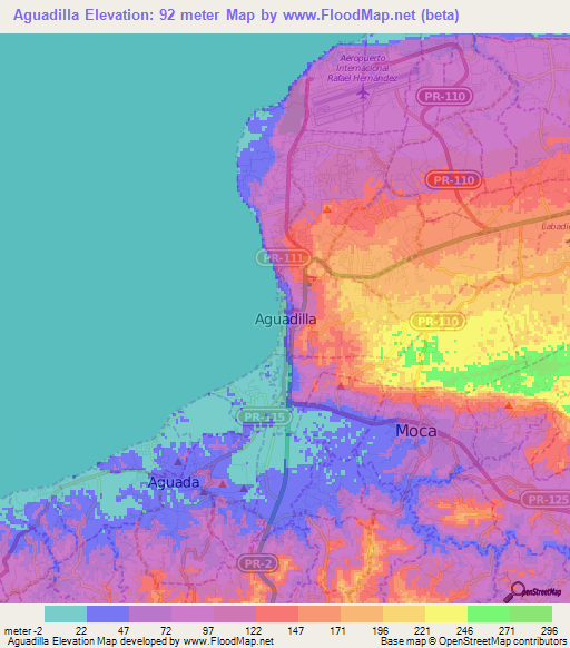 Aguadilla,Puerto Rico Elevation Map