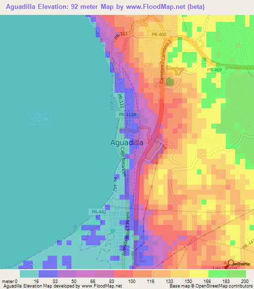 Aguadilla,Puerto Rico Elevation Map