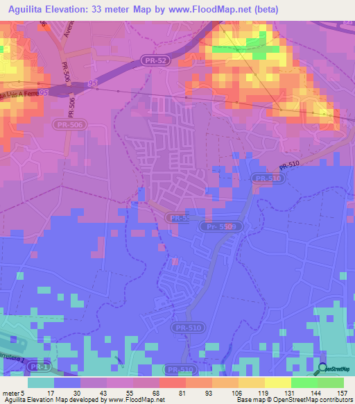Aguilita,Puerto Rico Elevation Map