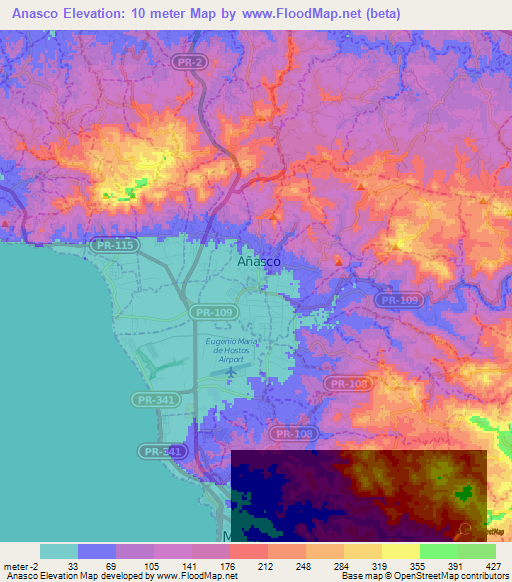Anasco,Puerto Rico Elevation Map
