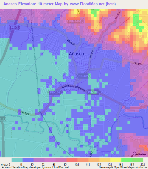 Anasco,Puerto Rico Elevation Map