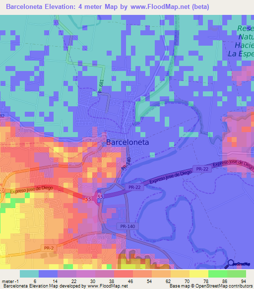 Barceloneta,Puerto Rico Elevation Map