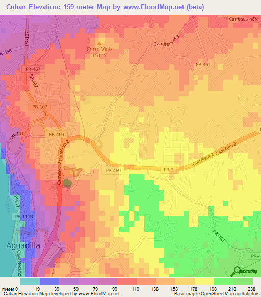 Caban,Puerto Rico Elevation Map