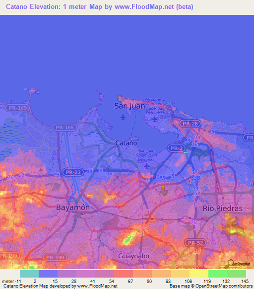 Catano,Puerto Rico Elevation Map