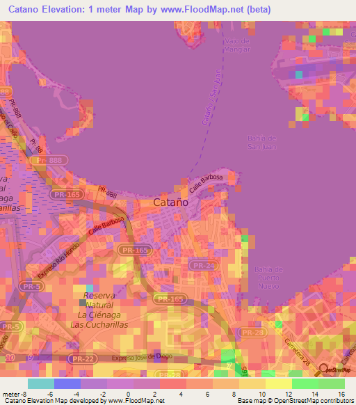 Catano,Puerto Rico Elevation Map