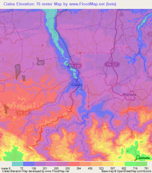 Ciales,Puerto Rico Elevation Map