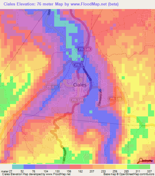 Ciales,Puerto Rico Elevation Map