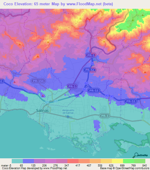 Coco,Puerto Rico Elevation Map