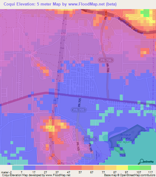 Coqui,Puerto Rico Elevation Map