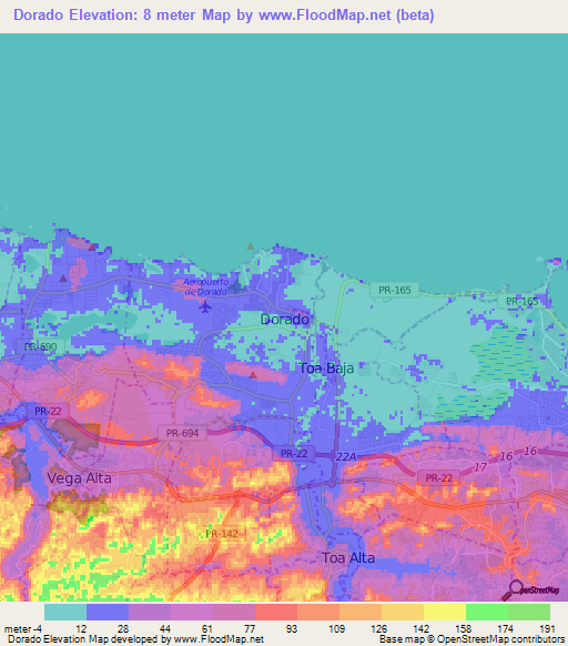 Dorado,Puerto Rico Elevation Map