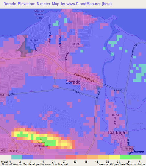 Dorado,Puerto Rico Elevation Map