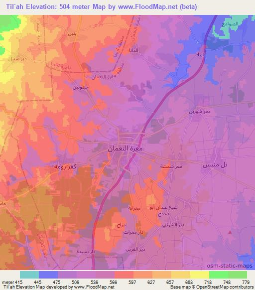 Til`ah,Syria Elevation Map