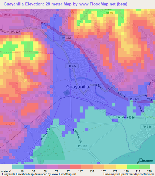 Guayanilla,Puerto Rico Elevation Map