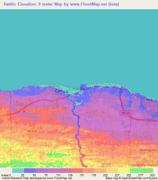 Hatillo,Puerto Rico Elevation Map