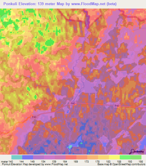 Ponkuli,Latvia Elevation Map