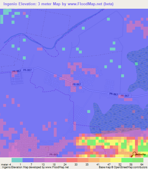 Ingenio,Puerto Rico Elevation Map