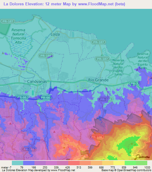 La Dolores,Puerto Rico Elevation Map