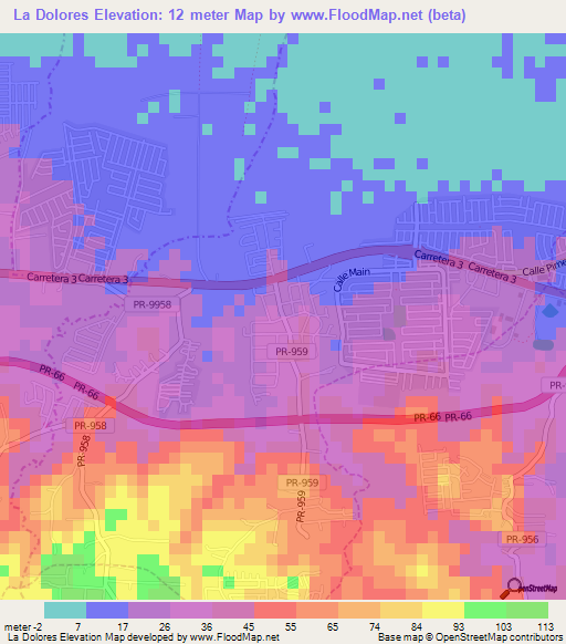 La Dolores,Puerto Rico Elevation Map