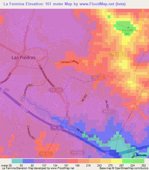 La Fermina,Puerto Rico Elevation Map