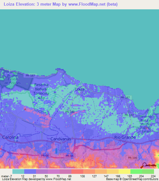 Loiza,Puerto Rico Elevation Map