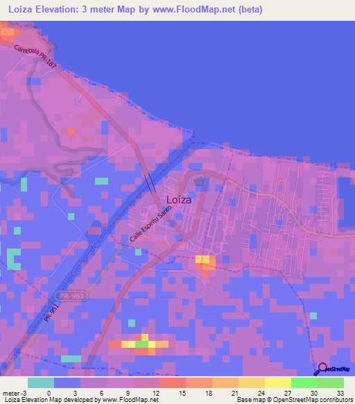 Loiza,Puerto Rico Elevation Map