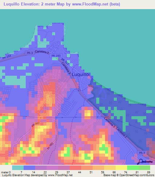 Luquillo,Puerto Rico Elevation Map