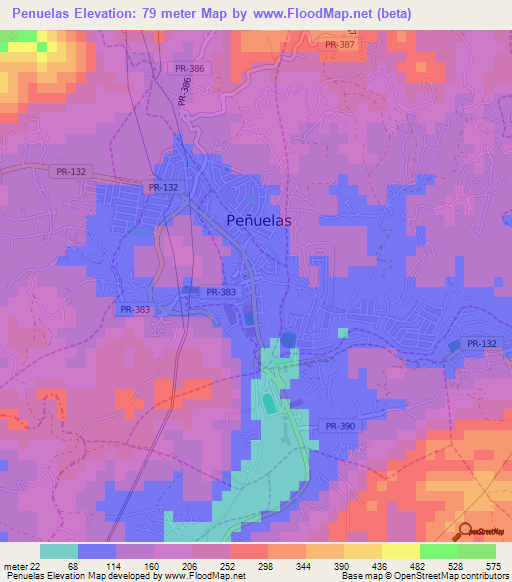 Penuelas,Puerto Rico Elevation Map
