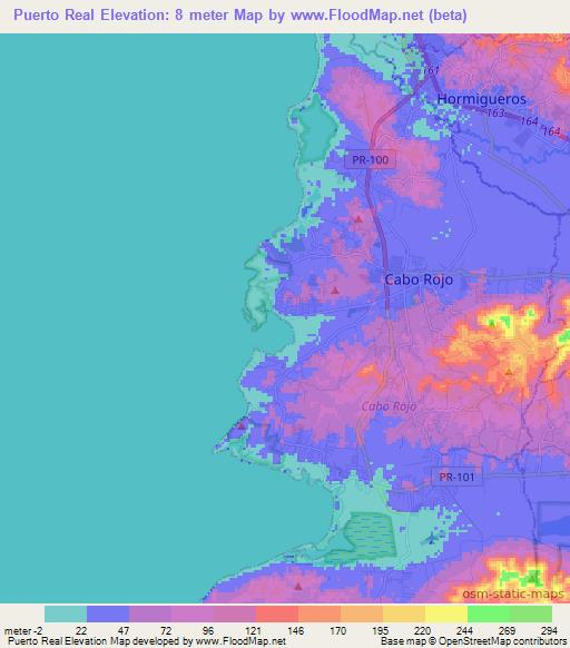 Puerto Real,Puerto Rico Elevation Map