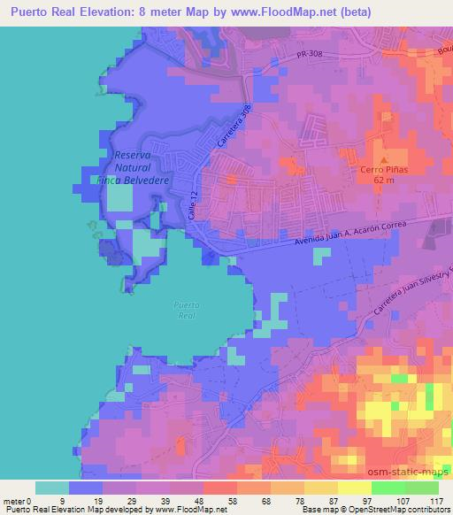 Puerto Real,Puerto Rico Elevation Map