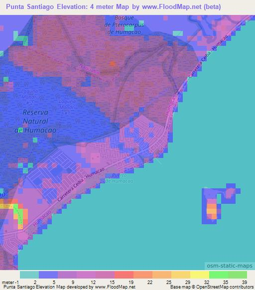 Punta Santiago,Puerto Rico Elevation Map